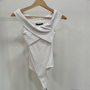 Abercrombie Criss Cross White Bodysuit Top